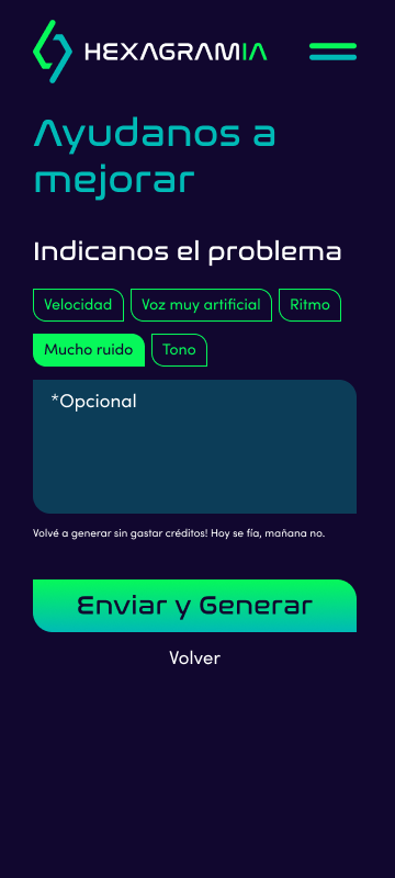 Pantalla generar no