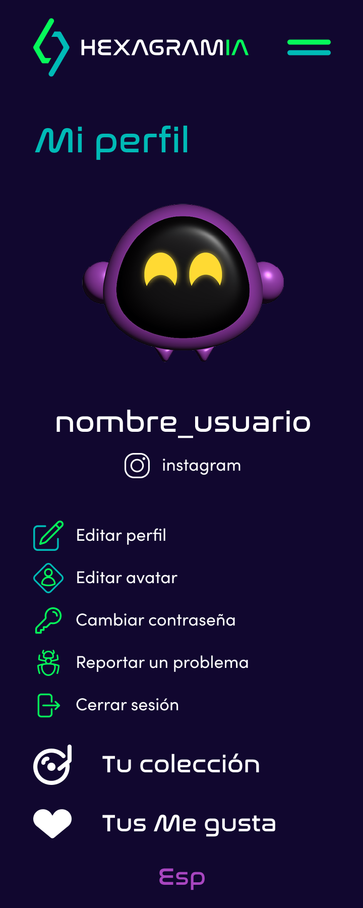 Pantalla perfil